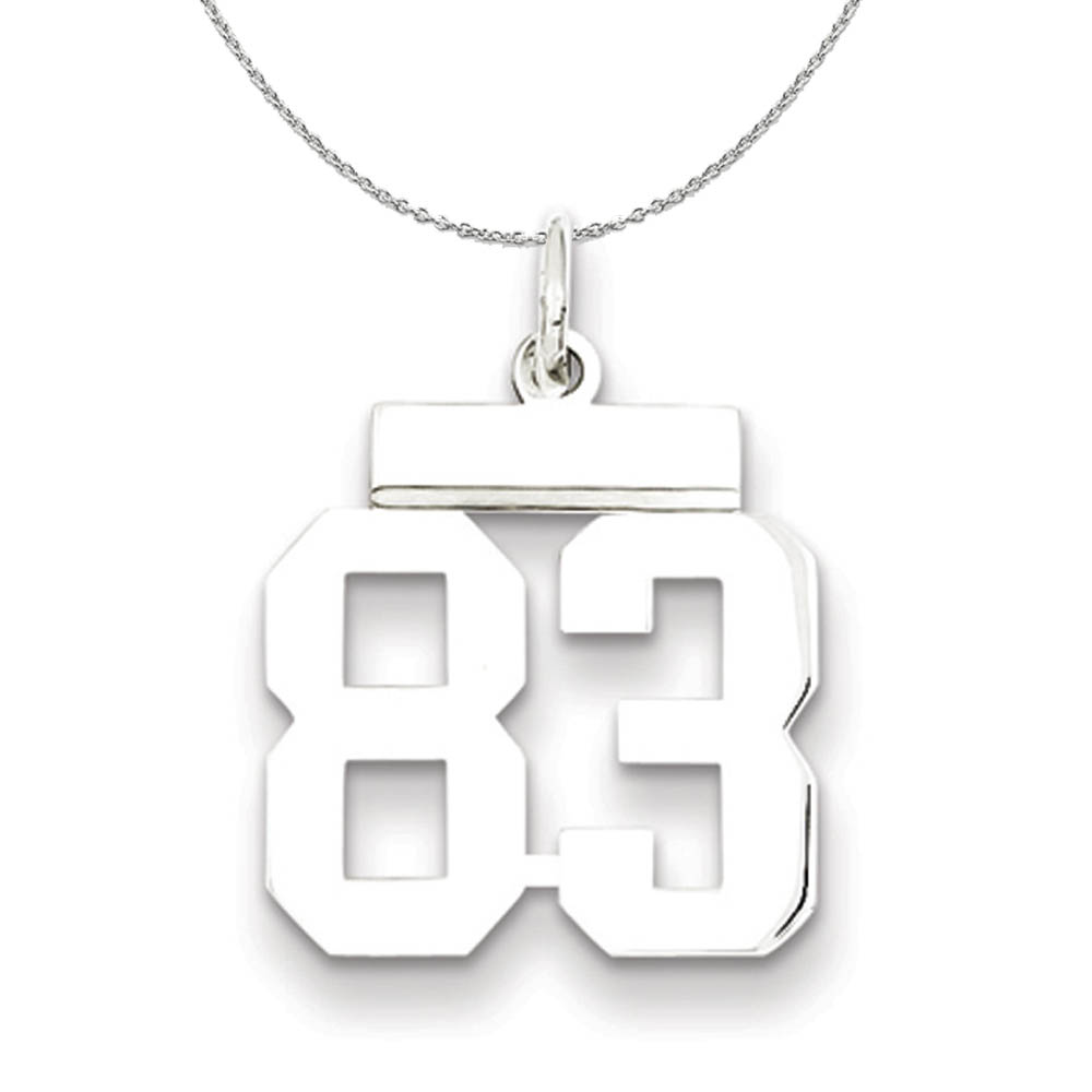 Silver, Athletic Collection, Polished Number 83 Necklace - 24 In