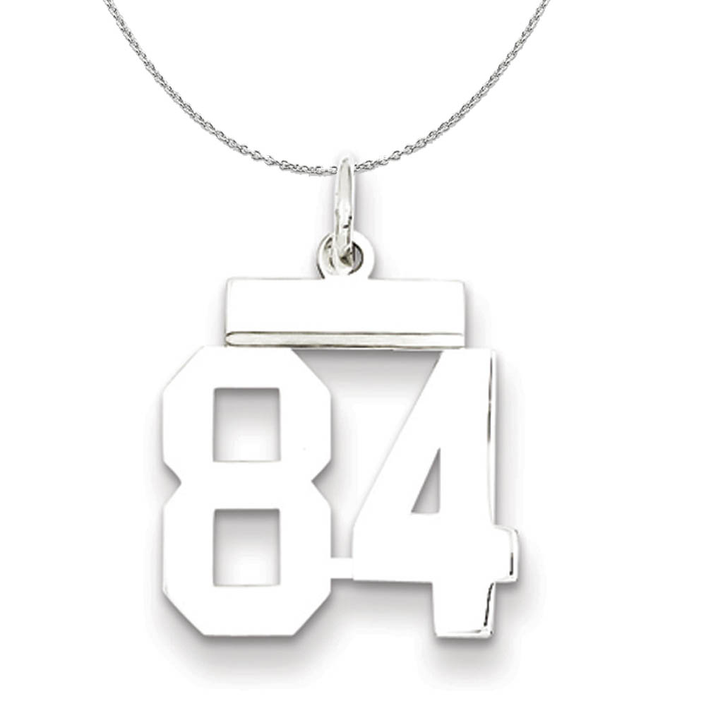 Silver, Athletic Collection, Polished Number 84 Necklace - 24 In