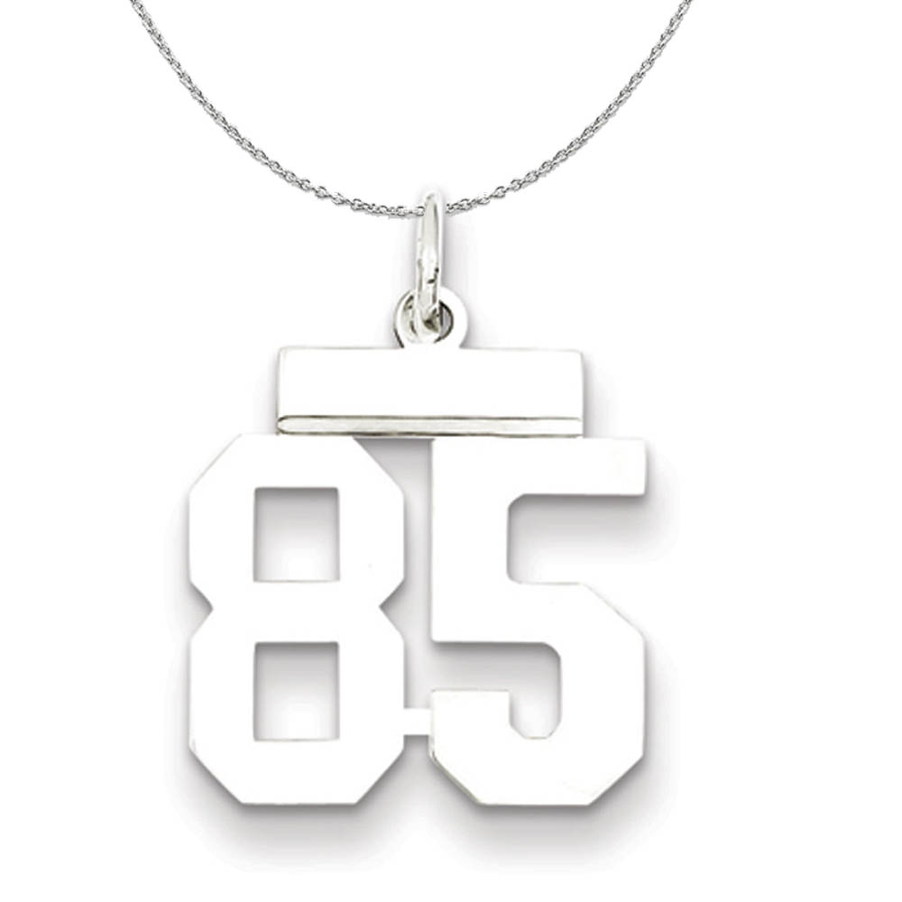 Silver, Athletic Collection, Polished Number 85 Necklace - 20 In