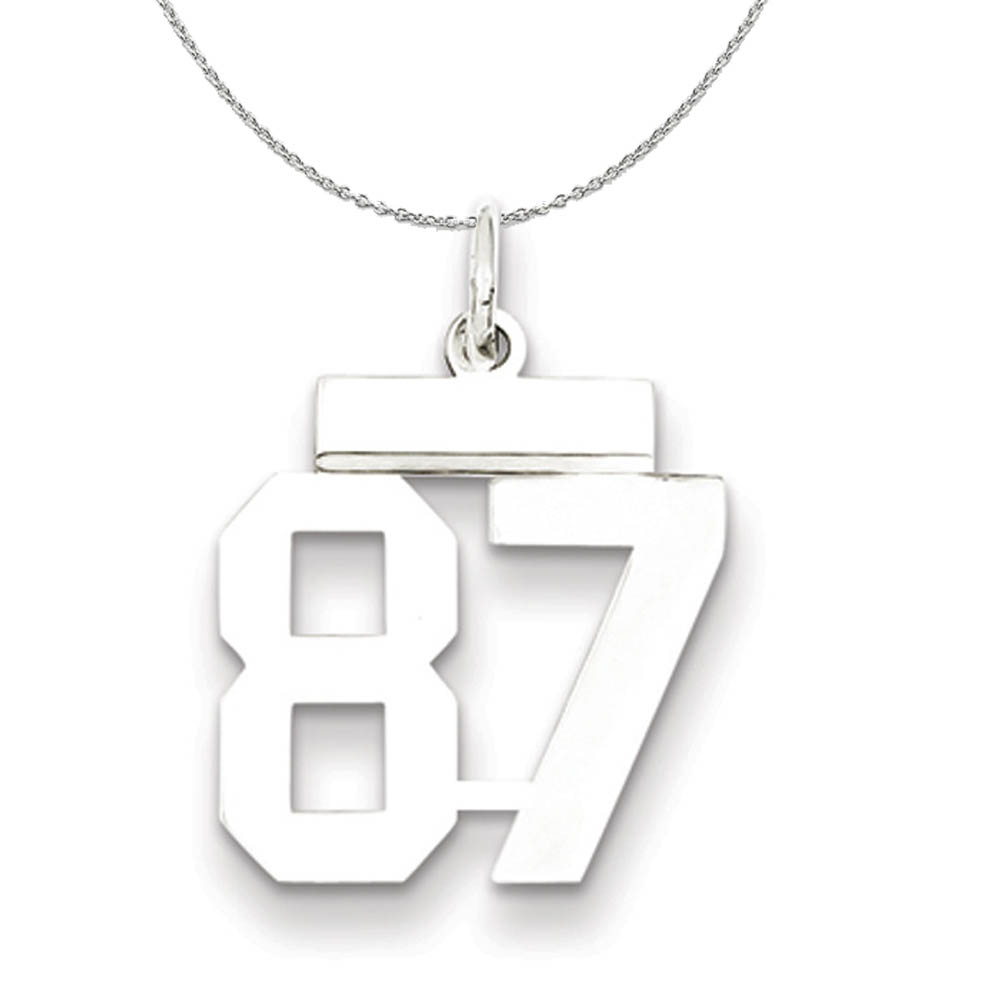 Silver, Athletic Collection, Polished Number 87 Necklace