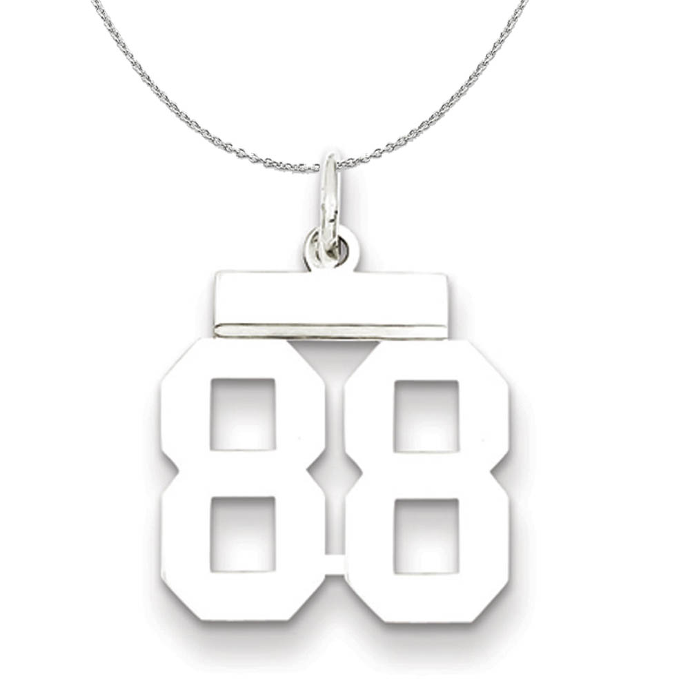 Silver, Athletic Collection, Polished Number 88 Necklace - 20 In