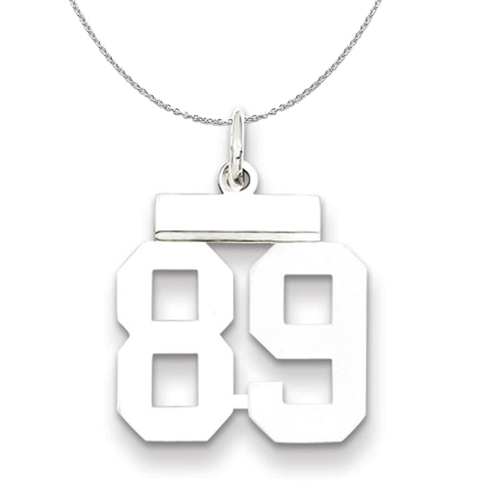 Silver, Athletic Collection, Polished Number 89 Necklace - 20 In