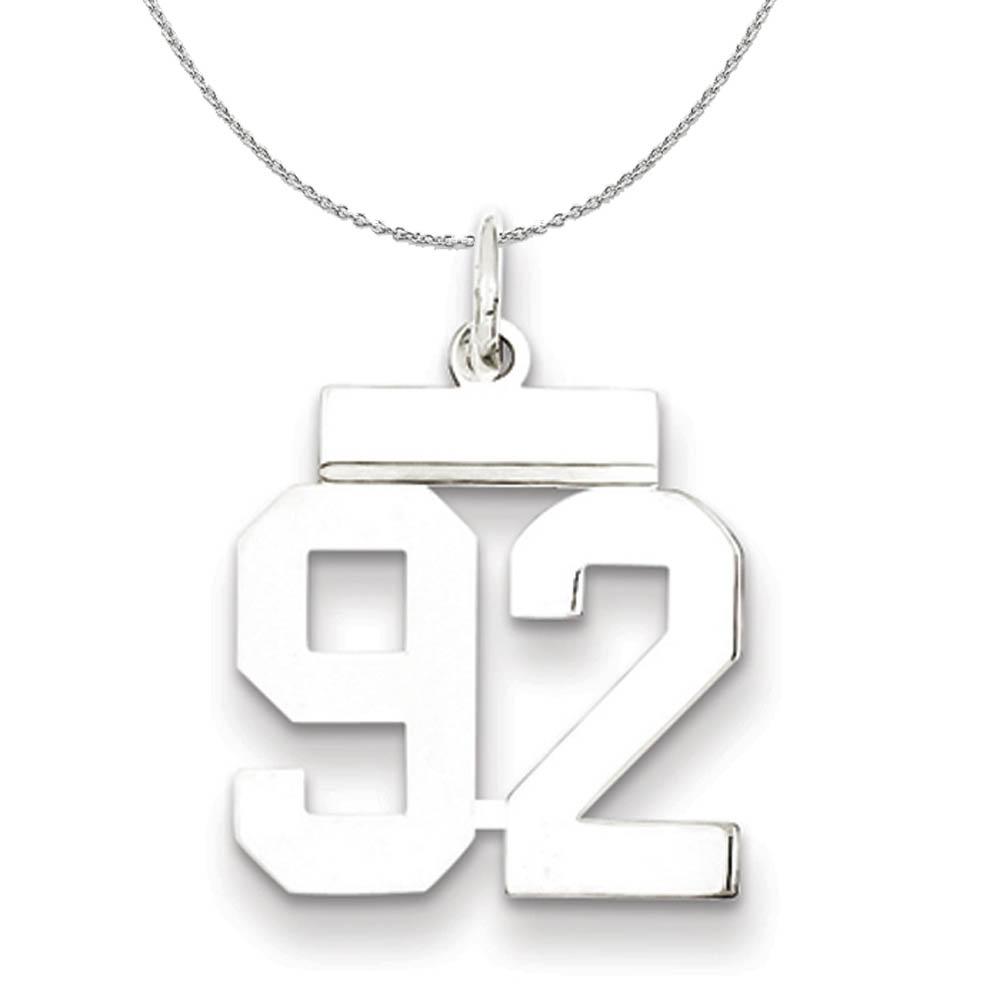 Silver, Athletic Collection, Polished Number 92 Necklace