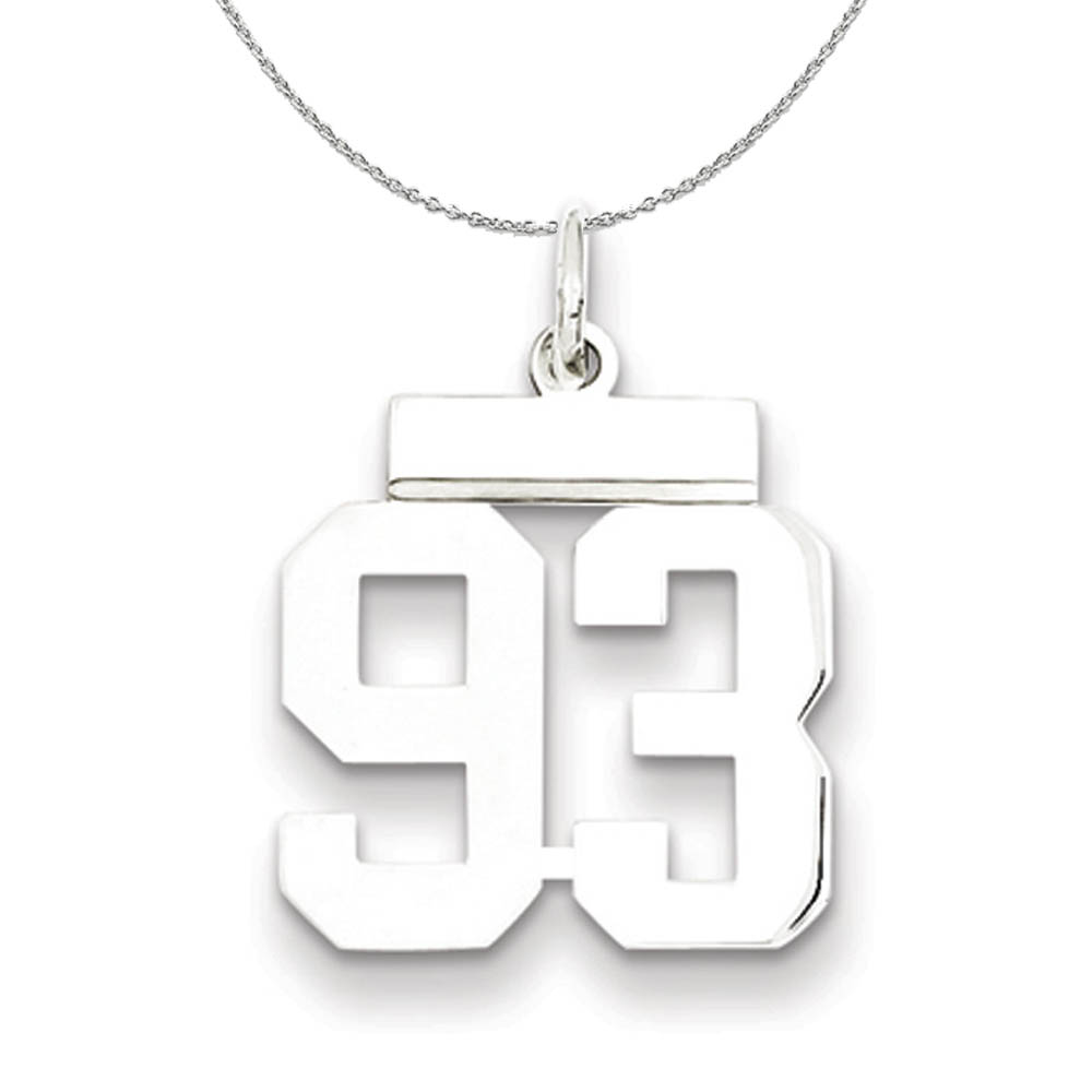 Silver, Athletic Collection, Polished Number 93 Necklace