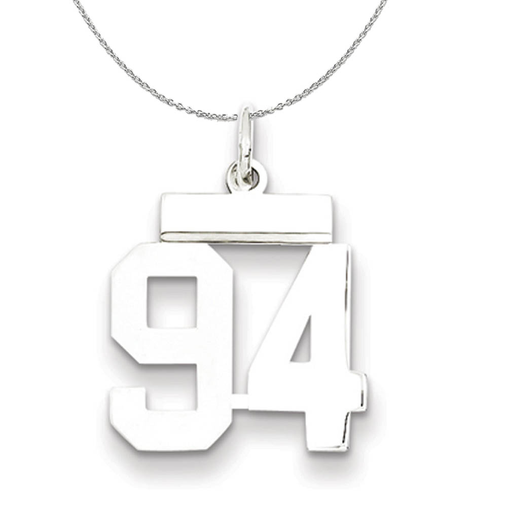Silver, Athletic Collection, Polished Number 94 Necklace