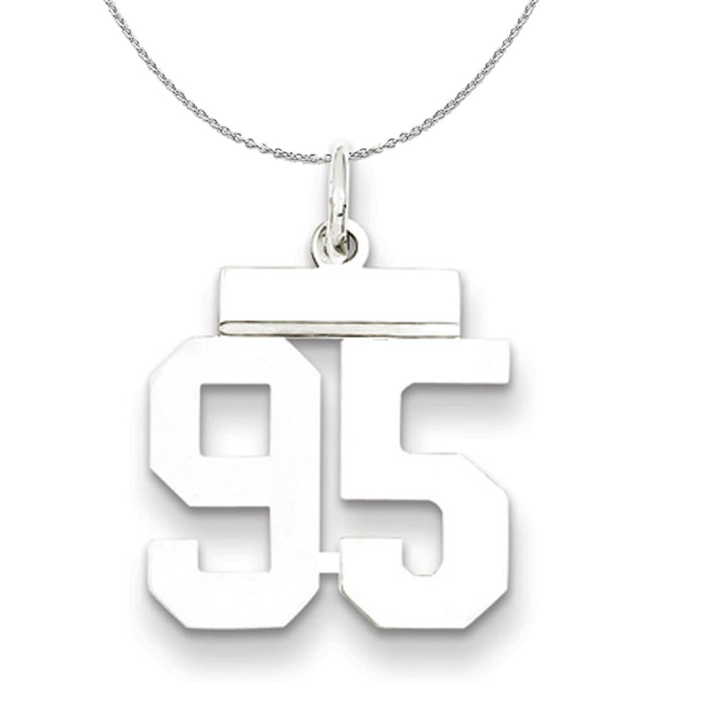 Silver, Athletic Collection, Polished Number 95 Necklace - 18 In