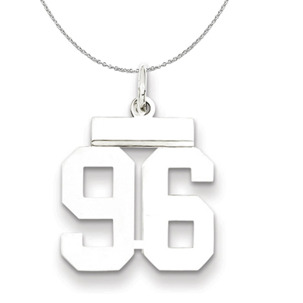 Silver, Athletic Collection, Polished Number 96 Necklace - 20 In