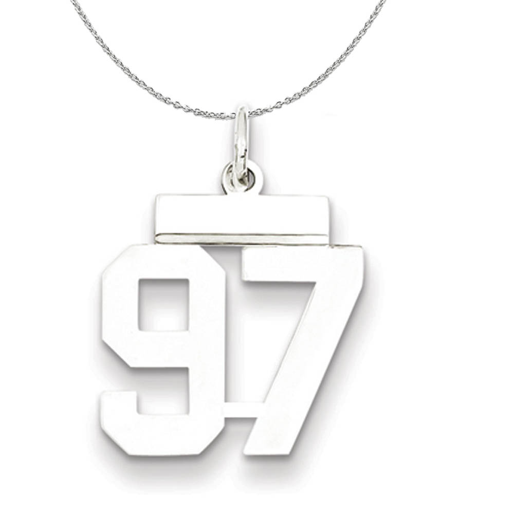 Silver, Athletic Collection, Polished Number 97 Necklace - 20 In