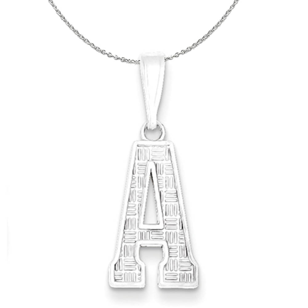 Sterling Silver, Sami Collection, Textured Block Initial A Necklace
