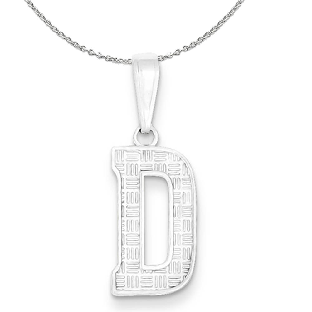 Sterling Silver, Sami Collection, Textured Block Initial D Necklace