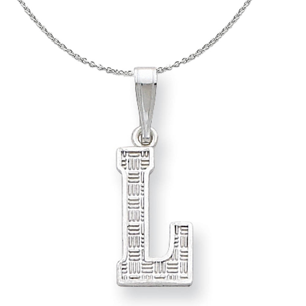 Sterling Silver, Sami Collection, Textured Block Initial Necklace