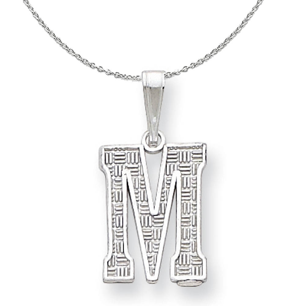 Sterling Silver, Sami Collection, Textured Block Initial Necklace