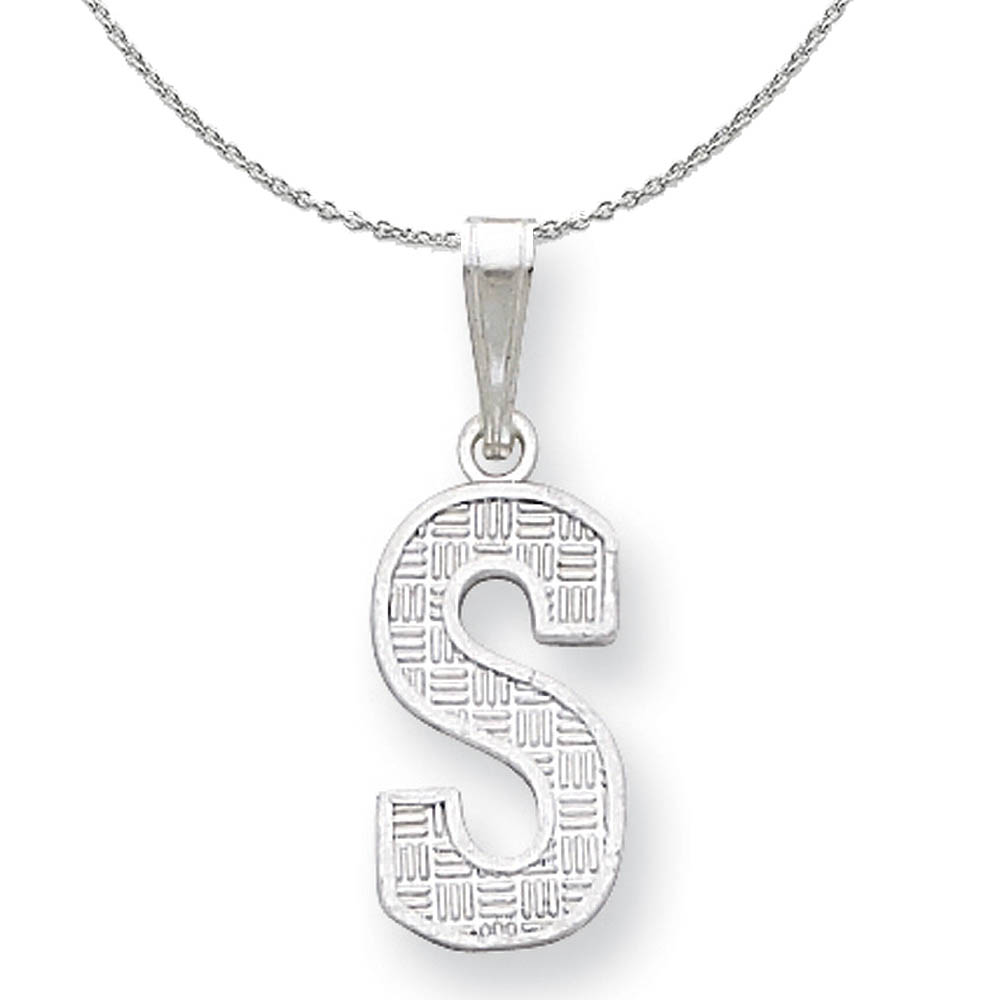 Sterling Silver, Sami Collection, Textured Block Initial Necklace