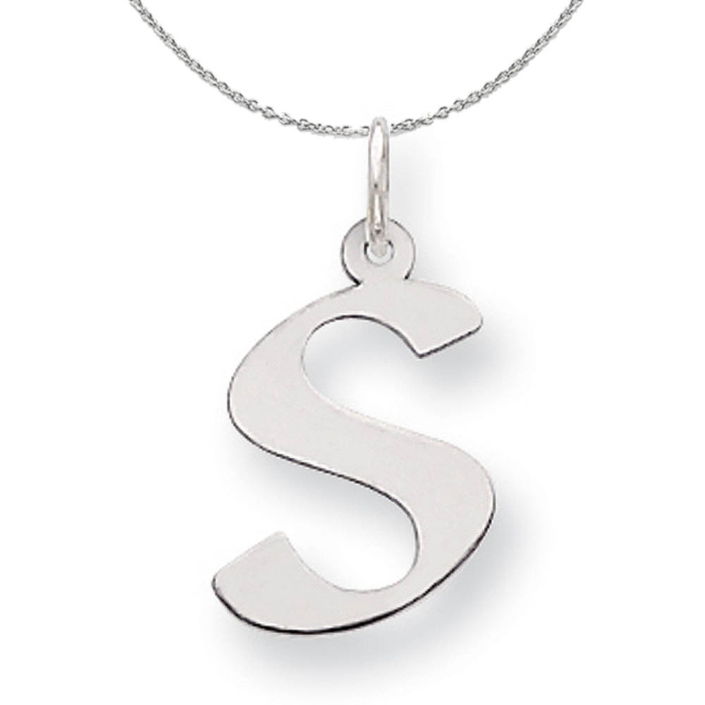 Silver Karlie Collection Artisan Block Initial Charm Letter Necklace