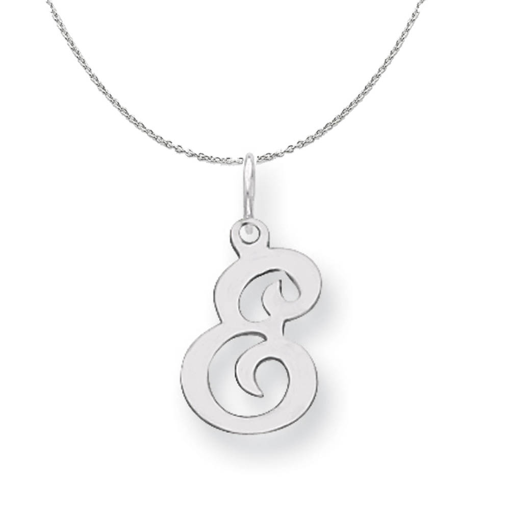 Sterling Silver, Sophia Collection, Script Initial E Necklace