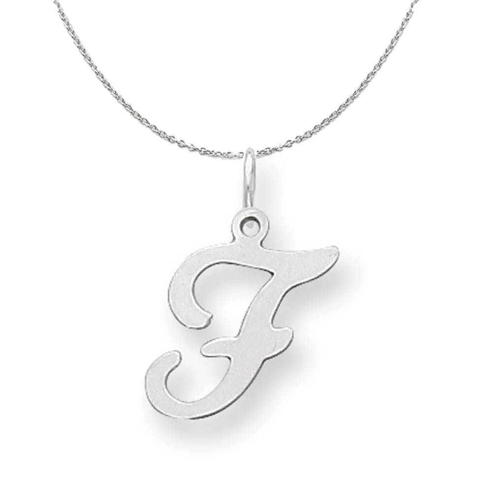 Sterling Silver, Sophia Collection, Script Initial F Necklace