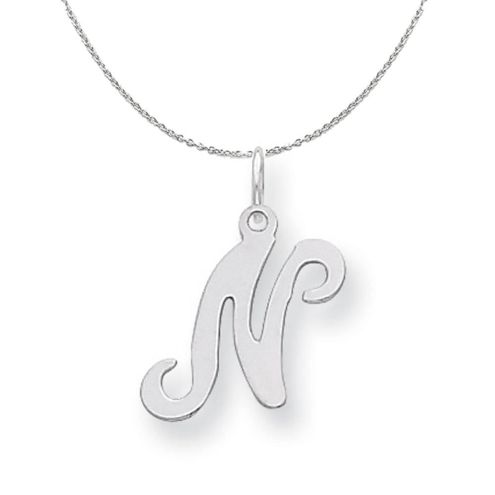 Sterling Silver, Sophia Collection, Script Initial N Necklace