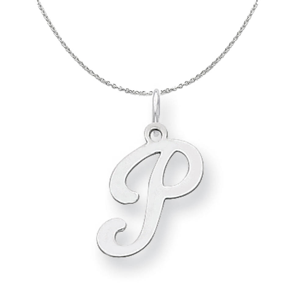 Sterling Silver, Sophia Collection, Script Initial P Necklace