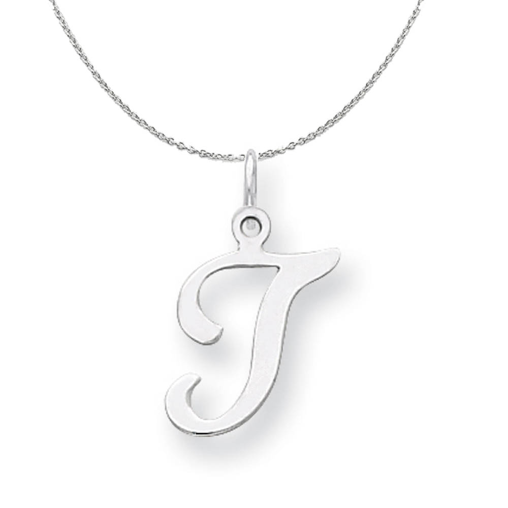 Sterling Silver, Sophia Collection, Script Initial T Necklace