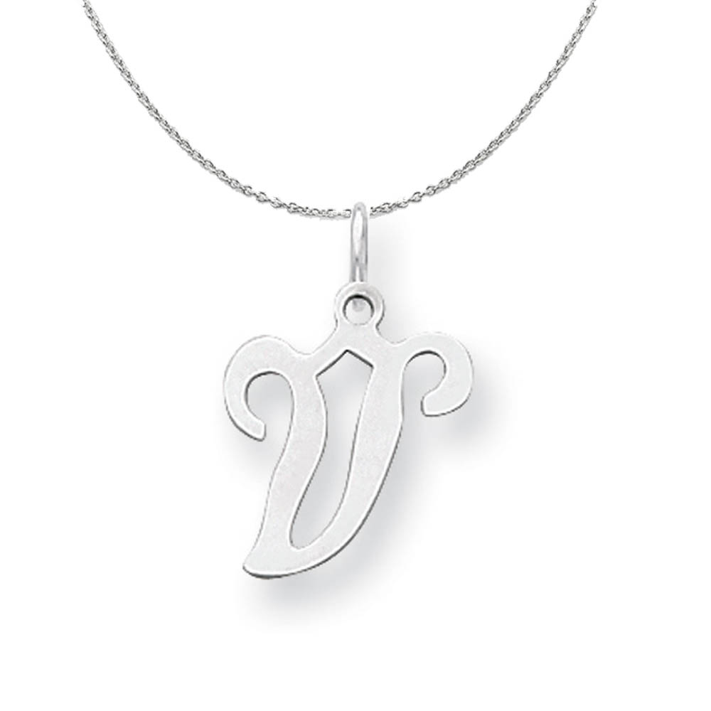Sterling Silver, Sophia Collection, Script Initial V Necklace