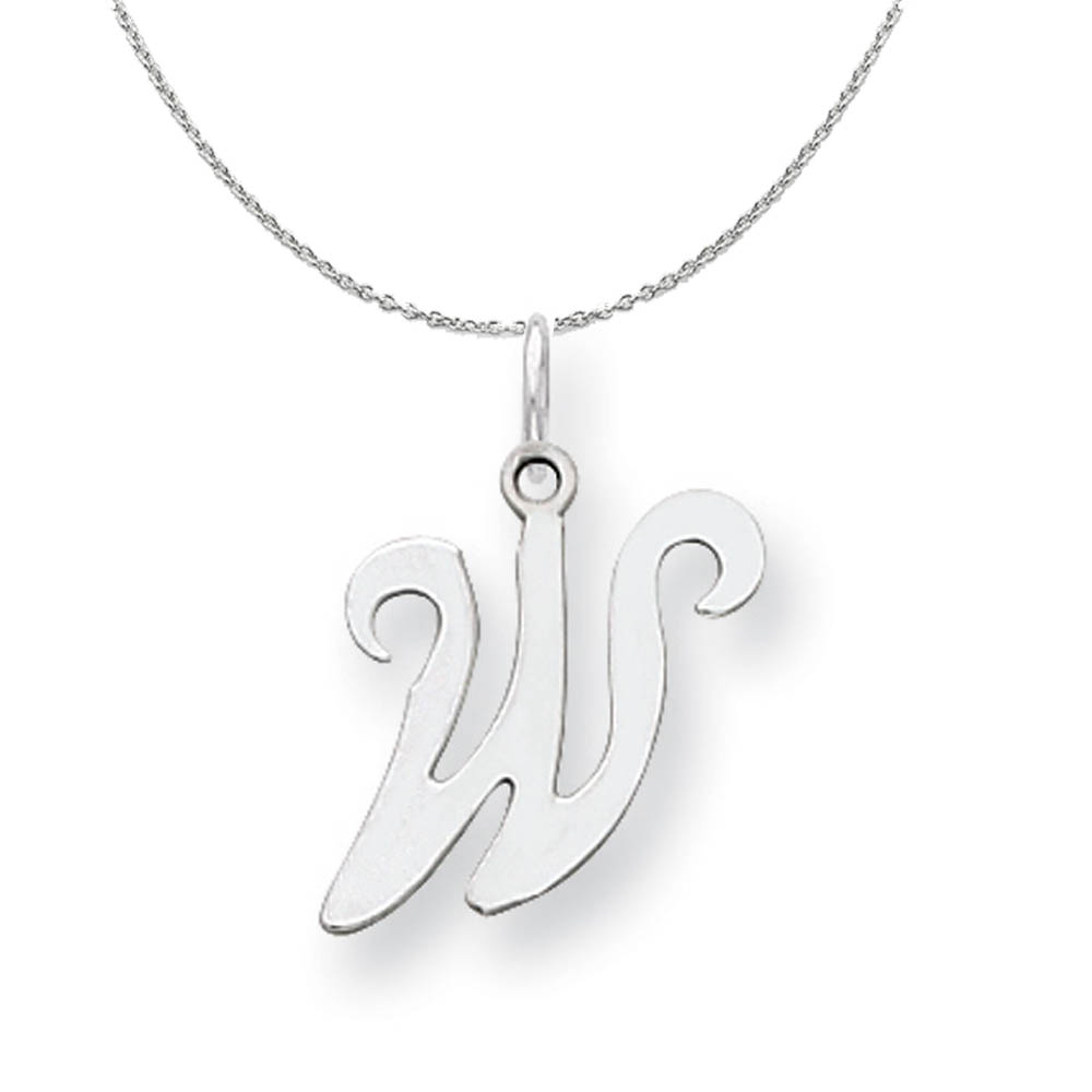 Sterling Silver, Sophia Collection, Script Initial W Necklace