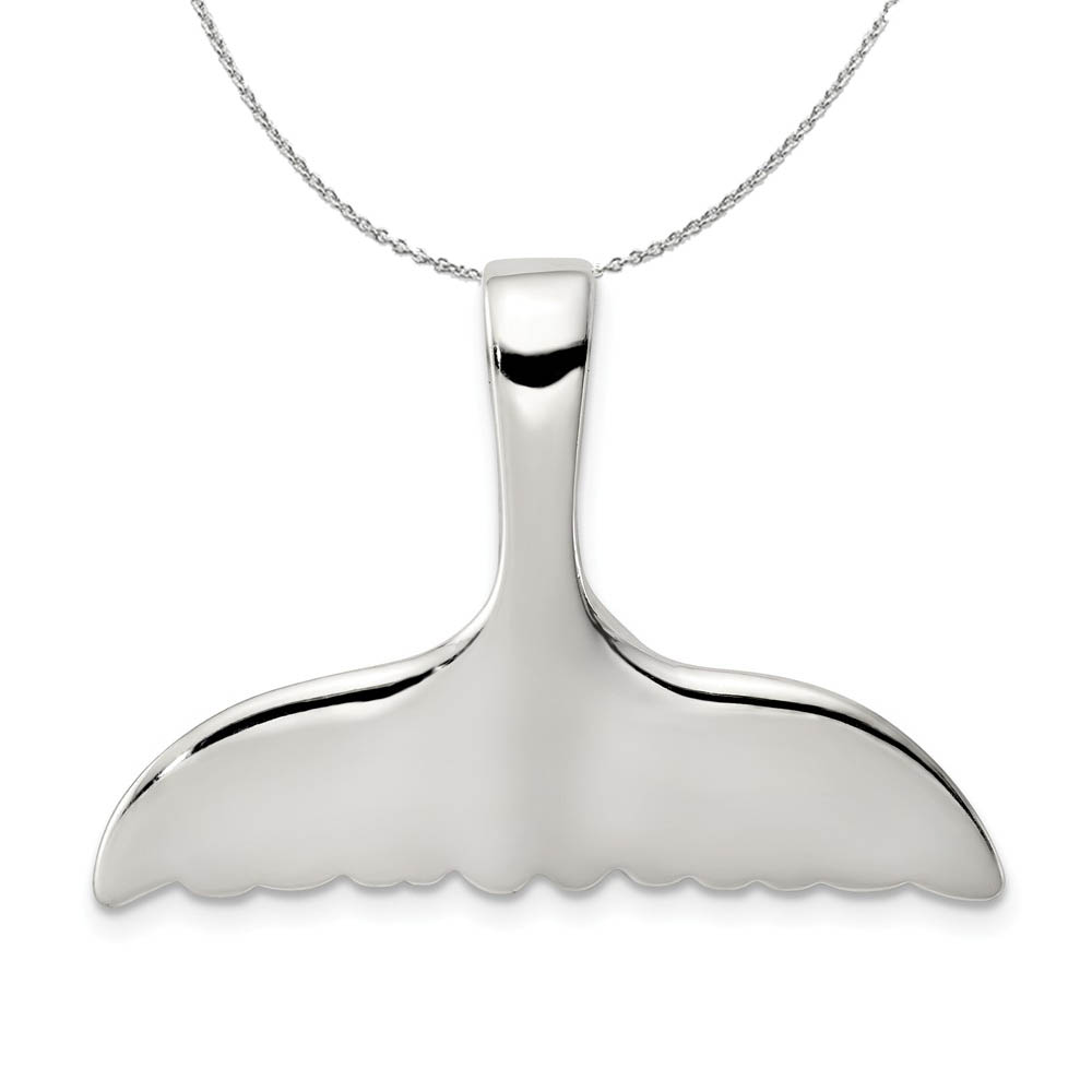 Sterling Silver Polished Whale Tail Slide Necklace