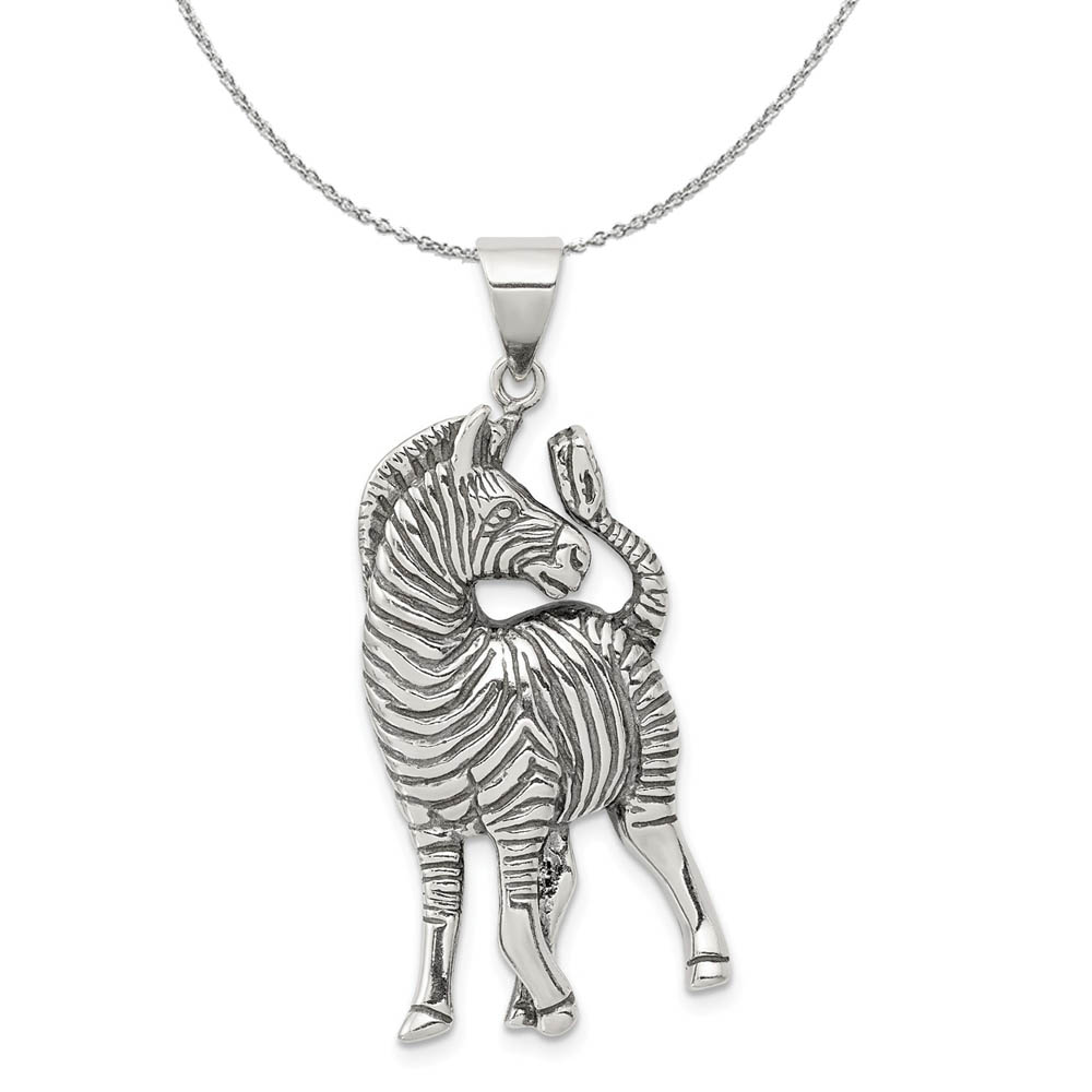 Sterling Silver Antiqued Zebra Necklace