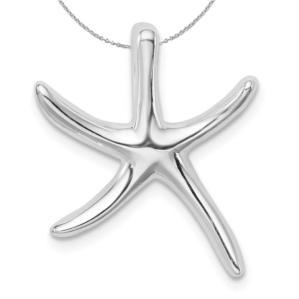 Sterling Silver 22mm Polished Pencil Starfish Slide Necklace