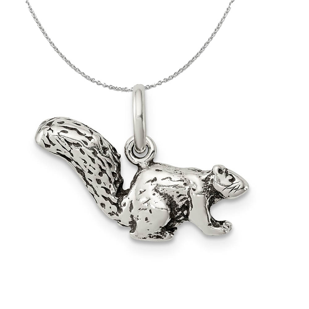 Sterling Silver Antiqued Squirrel Charm or Necklace