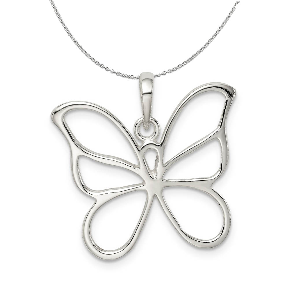 Sterling Silver 25mm Butterfly Silhouette Necklace