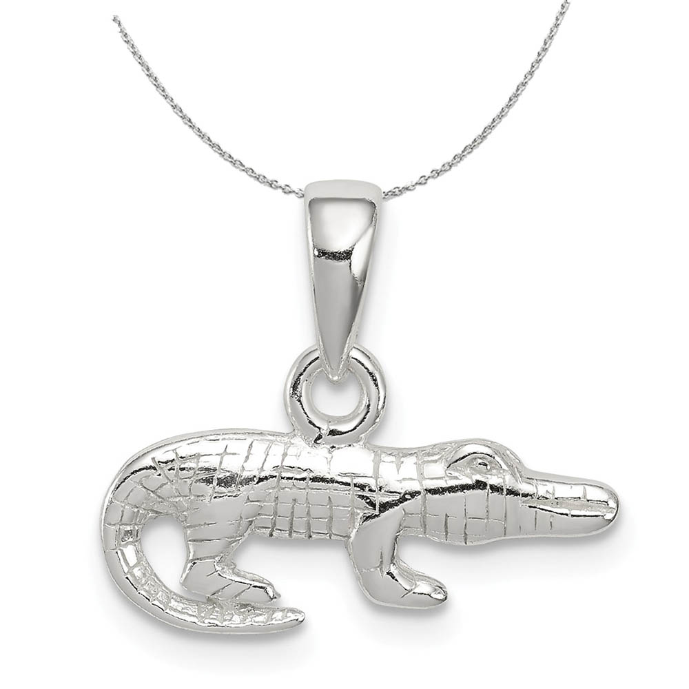 Sterling Silver 2D Alligator Necklace