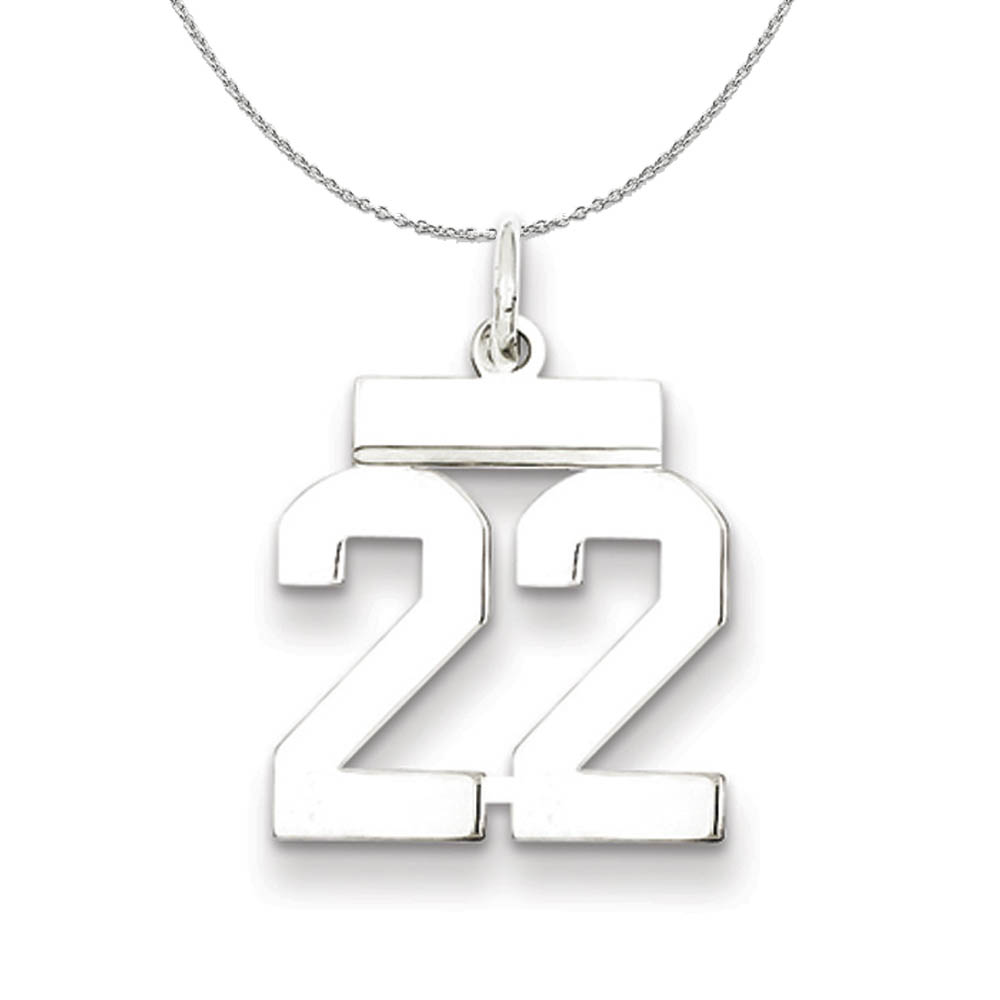 Silver, Athletic Collection Polished Number 22 Necklace