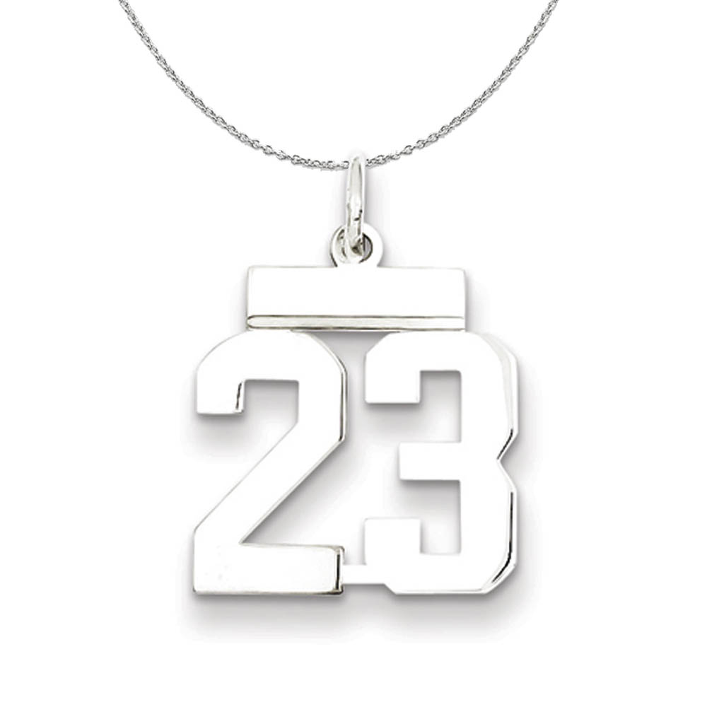 Silver, Athletic Collection Polished Number 23 Necklace