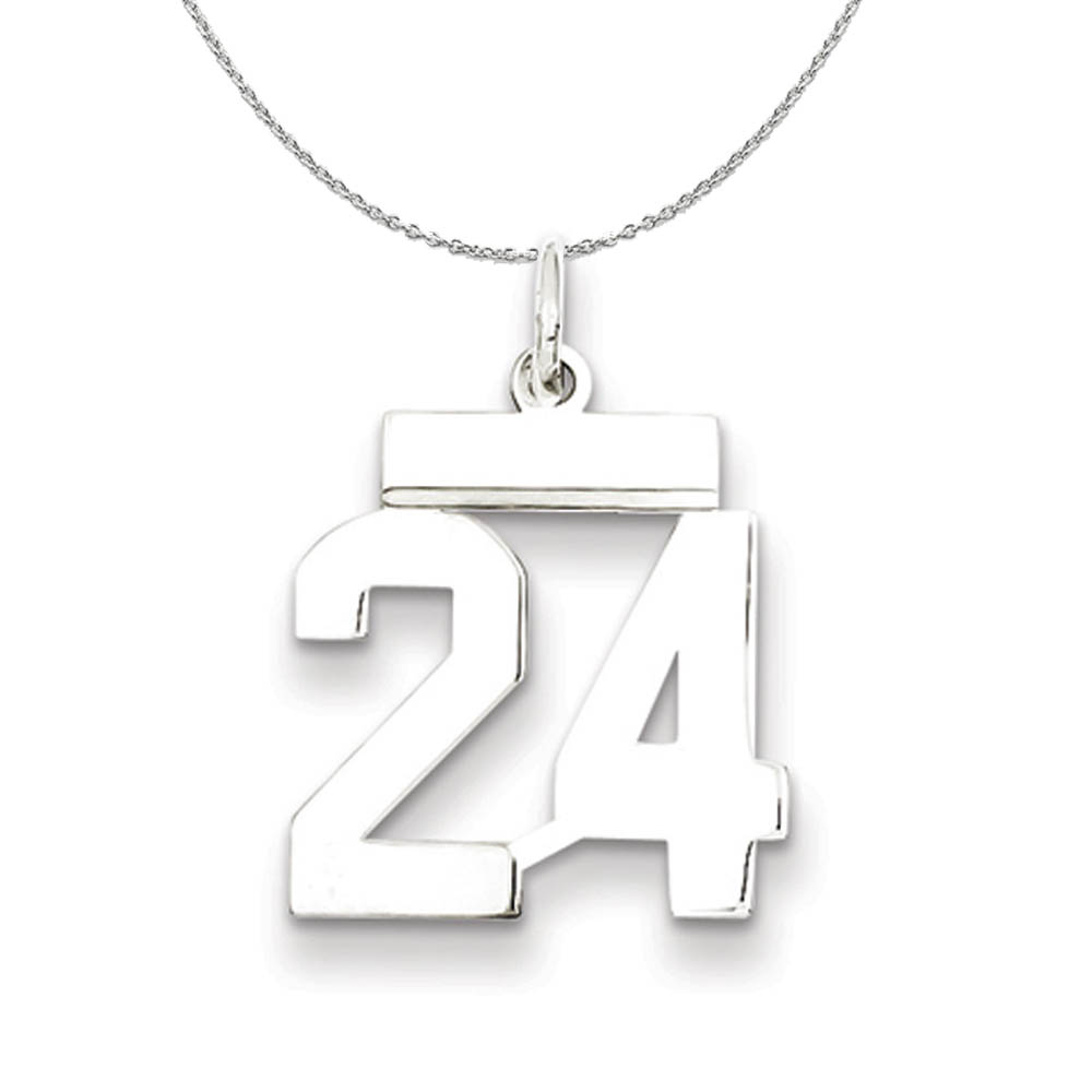 Silver, Athletic Collection Polished Number 24 Necklace