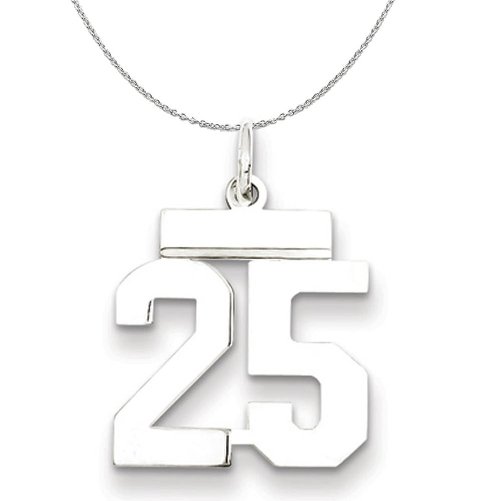 Silver, Athletic Collection Polished Number 25 Necklace
