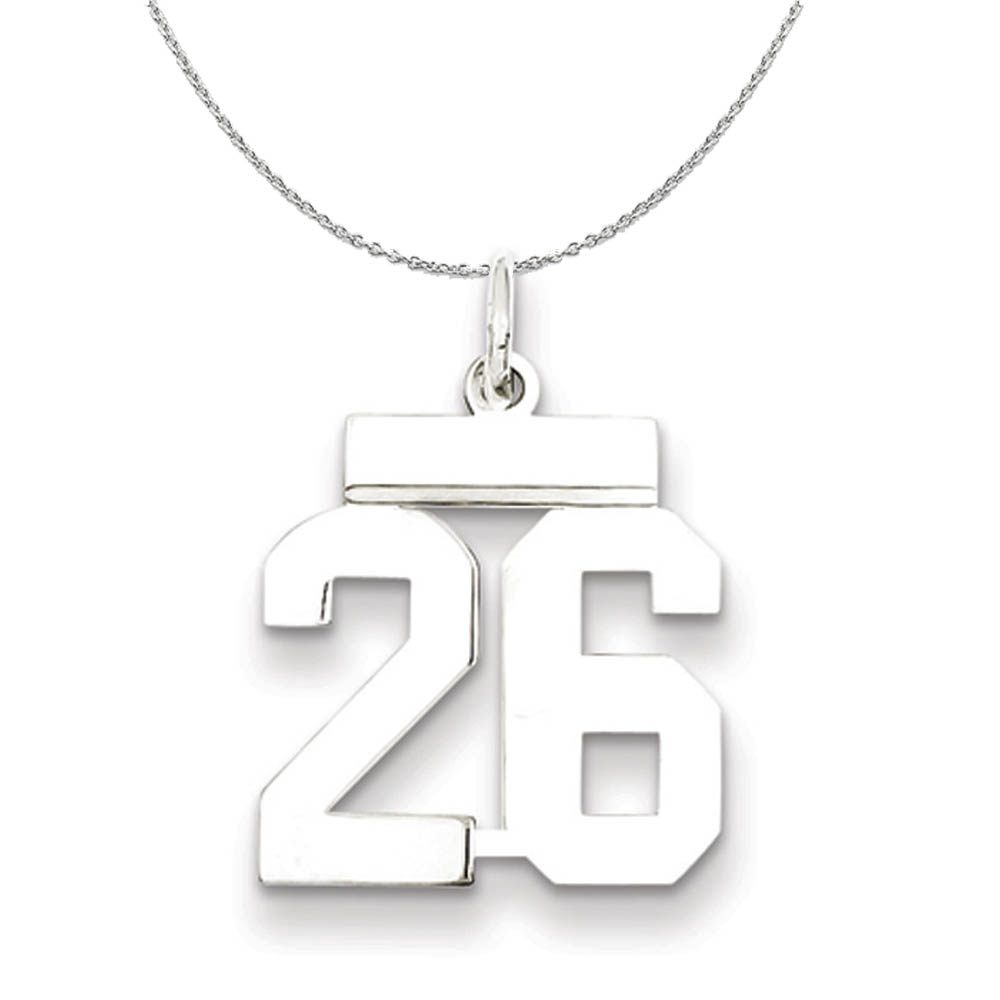 Silver, Athletic Collection Polished Number 26 Necklace