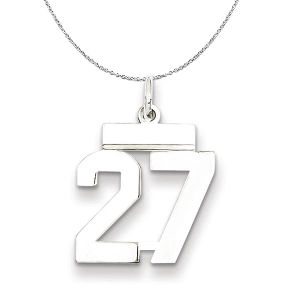 Silver, Athletic Collection Polished Number 27 Necklace