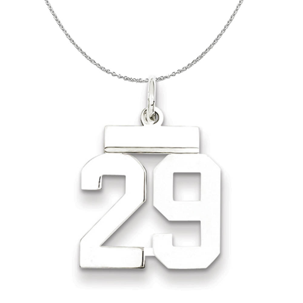 Silver, Athletic Collection Polished Number 29 Necklace