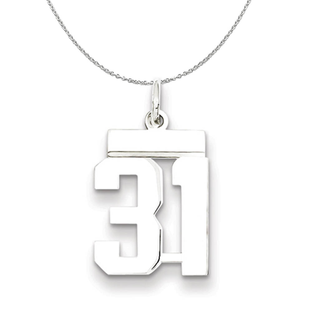 Silver, Athletic Collection Polished Number 31 Necklace