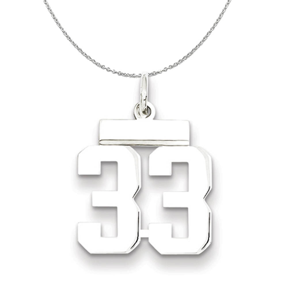 Silver, Athletic Collection Polished Number 33 Necklace