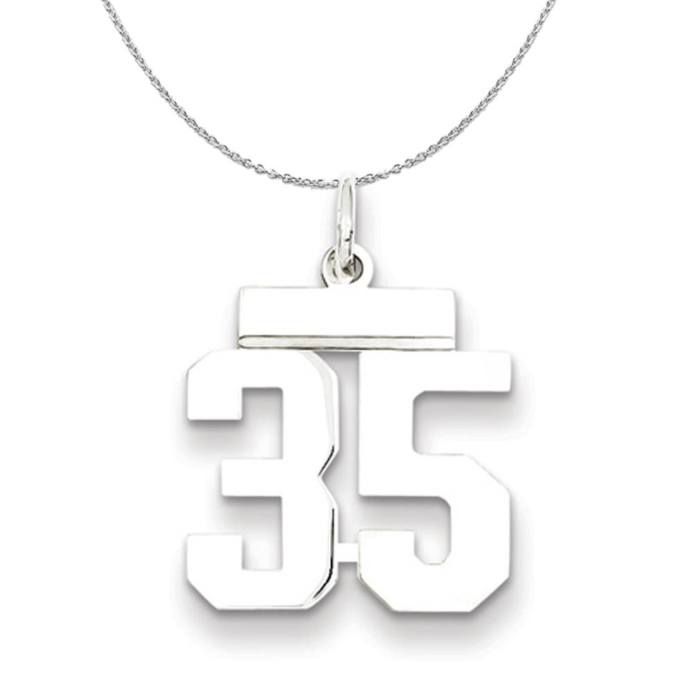 Silver, Athletic Collection Polished Number 35 Necklace