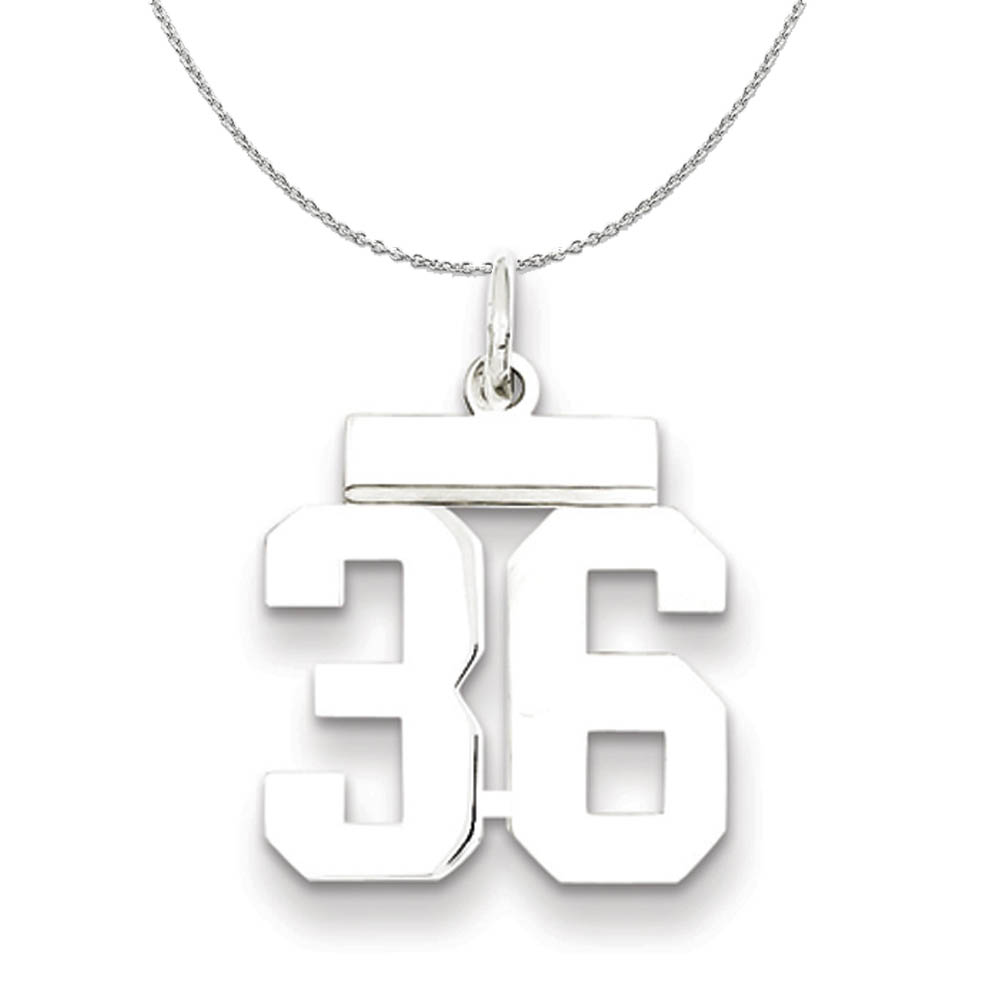 Silver, Athletic Collection Polished Number 36 Necklace