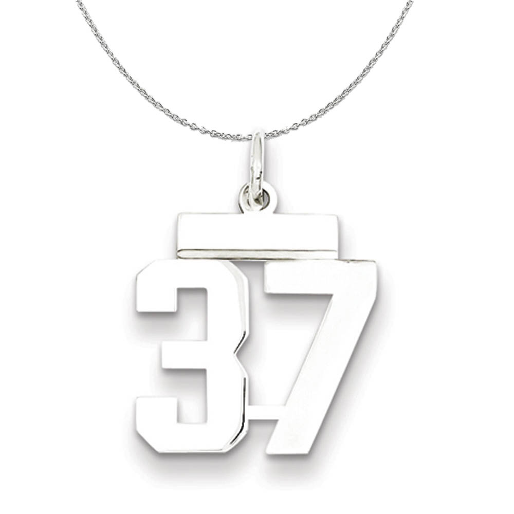 Silver, Athletic Collection Polished Number 37 Necklace