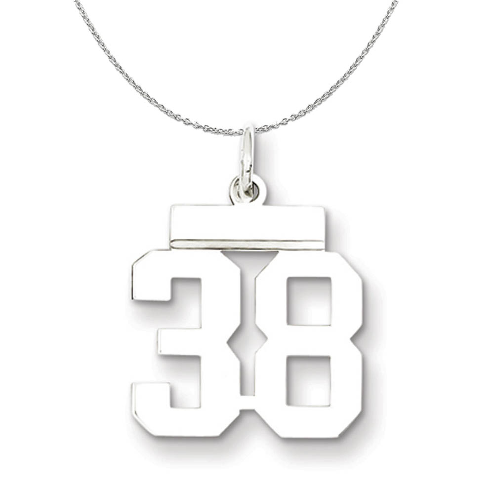 Silver, Athletic Collection Polished Number 38 Necklace