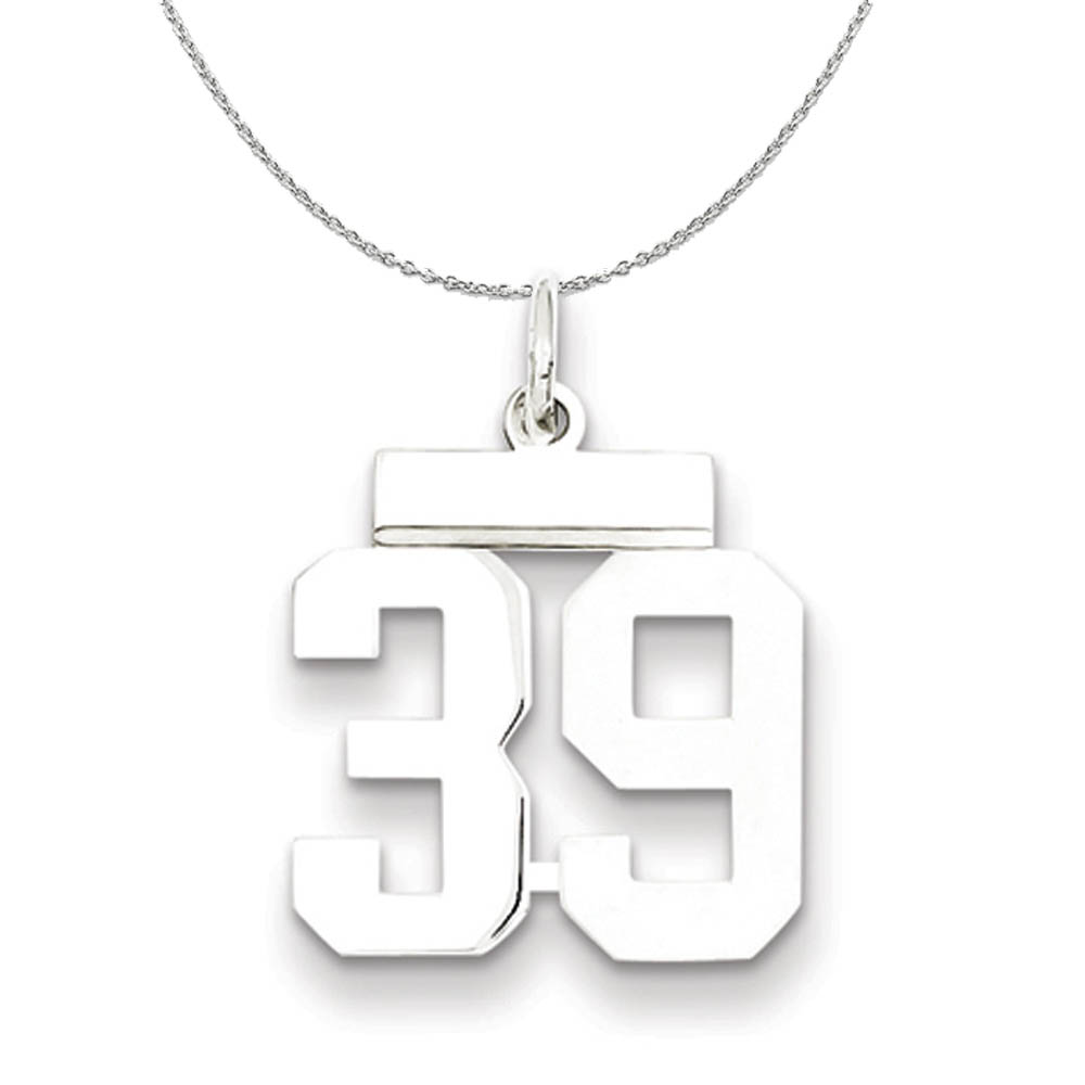 Silver, Athletic Collection Polished Number 39 Necklace