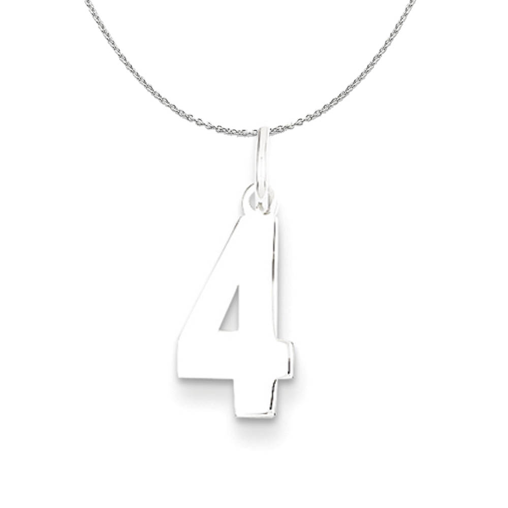 Sterling Silver, Athletic Collection Polished Number 4 Necklace