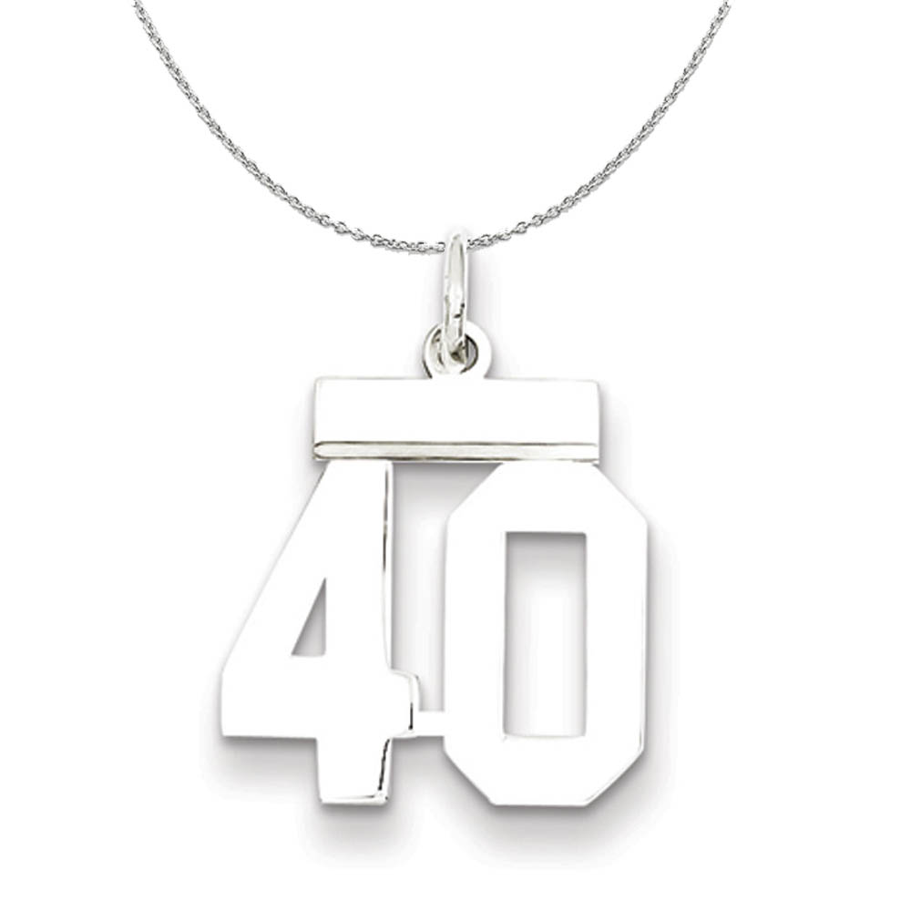 Silver, Athletic Collection Polished Number 40 Necklace