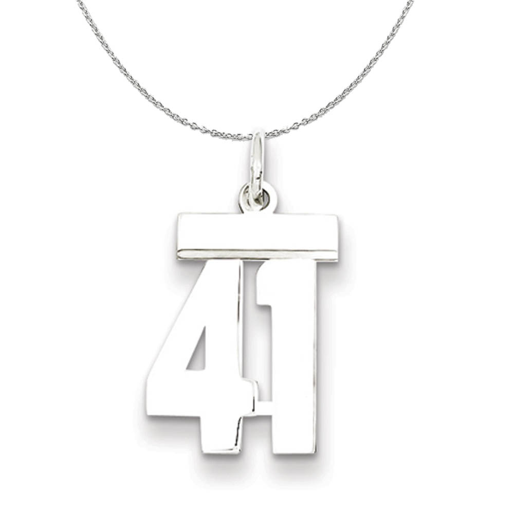 Silver, Athletic Collection Polished Number 41 Necklace