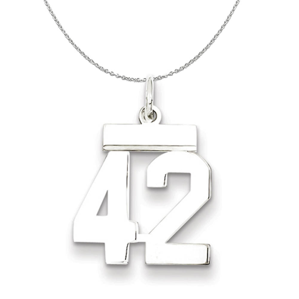 Silver, Athletic Collection Polished Number 42 Necklace