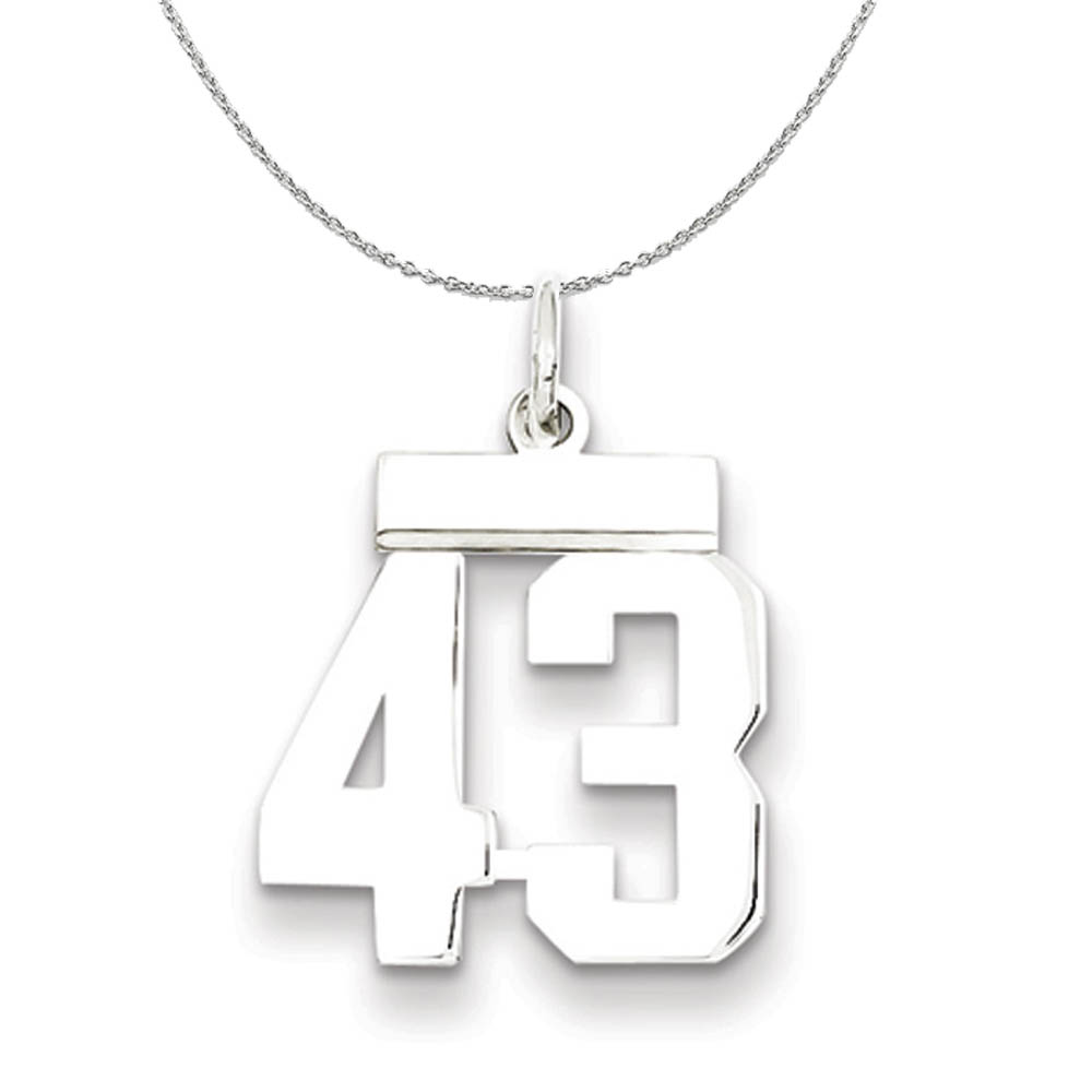 Silver, Athletic Collection Polished Number 43 Necklace